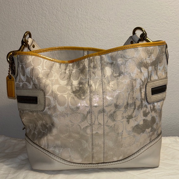 Coach Vintage Signature Tote in Silver, White, and Yellow - Picture 3 of 13